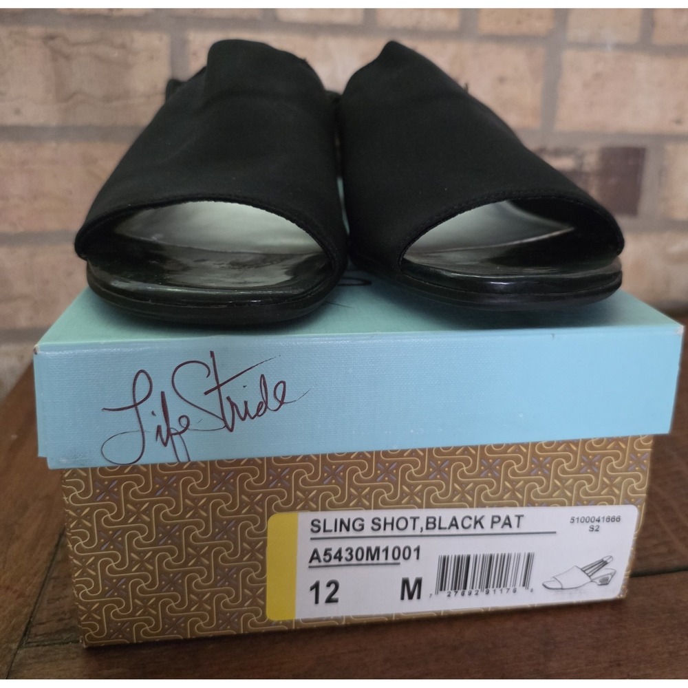Life‎ Stride Women's Vintage Black Sling Shot Sandals Women's Size 12m